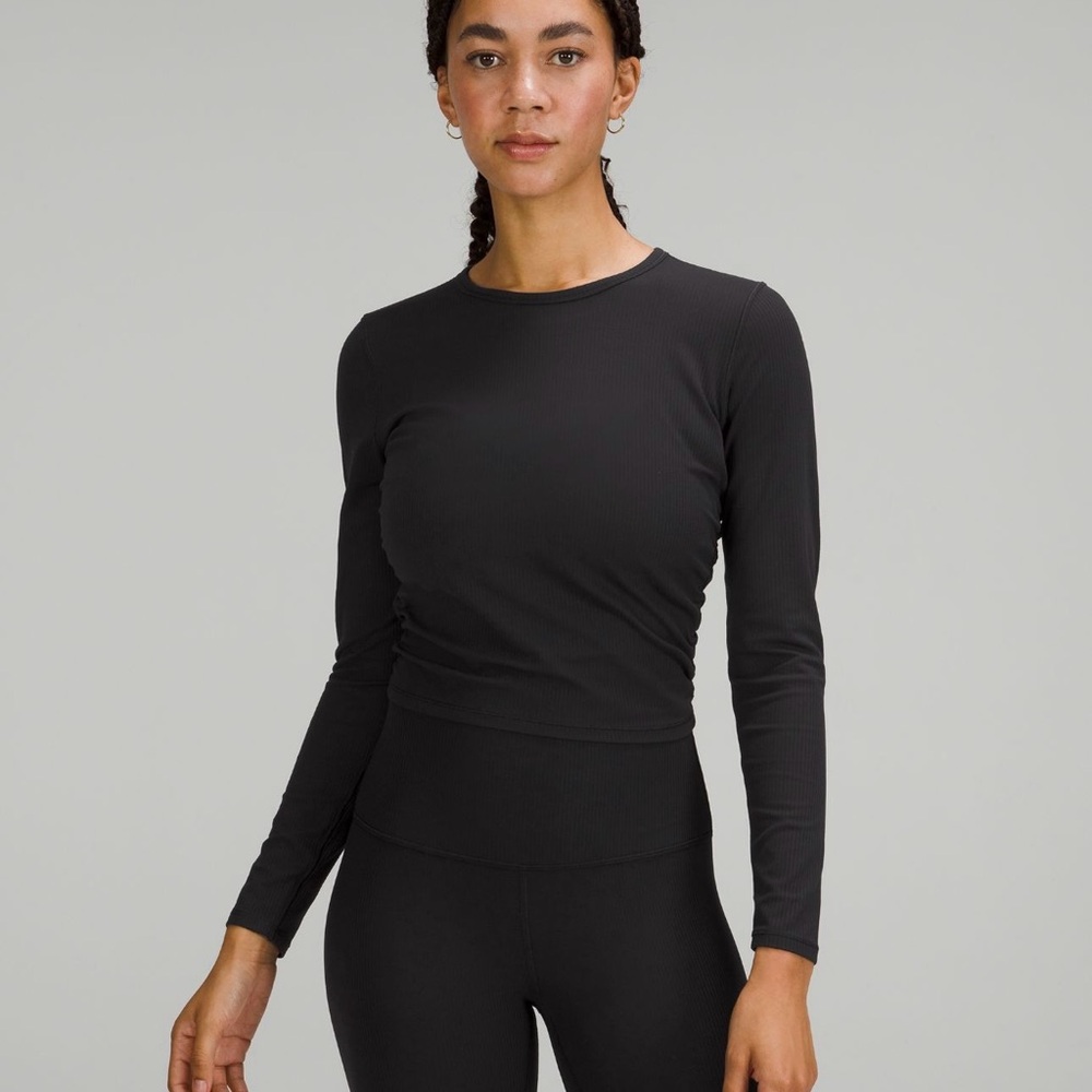 Lululemon All It Takes Ribbed Nulu Longsleeve Shirt in black, 14